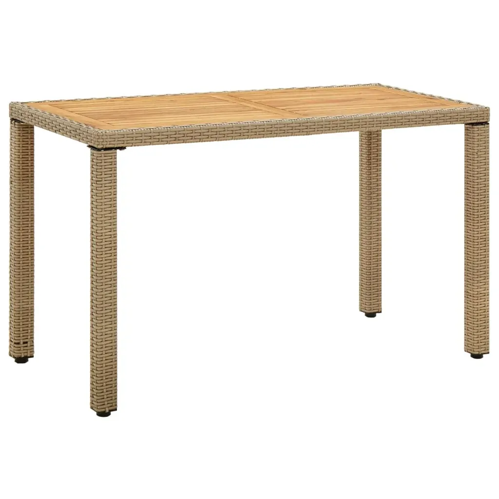 Garden Table Beige 123x60x74 cm Poly Rattan&Solid Wood Acacia Garden Table Beige 123x60x74 cm Poly Rattan&Solid Wood Acacia