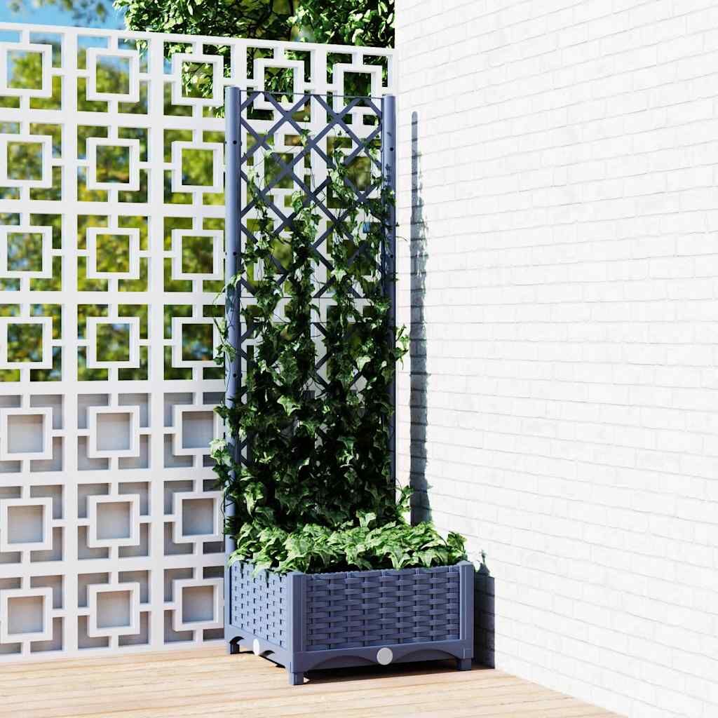 Garden Planter with Trellis Blue Grey 40x40x121.5 cm PP Garden Planter with Trellis Blue Grey 40x40x121.5 cm PP
