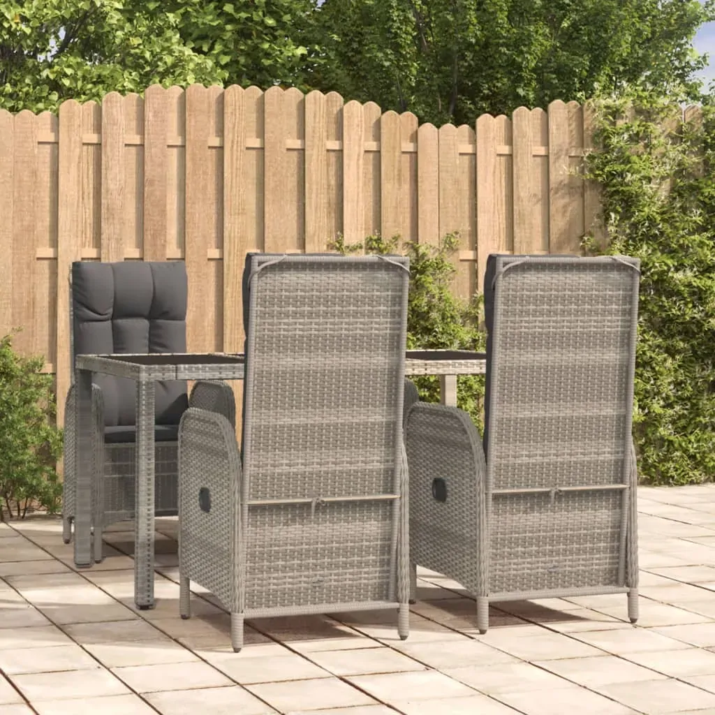 5 Piece Garden Dining Set with Cushions Grey Poly Rattan 5 Piece Garden Dining Set with Cushions Grey Poly Rattan
