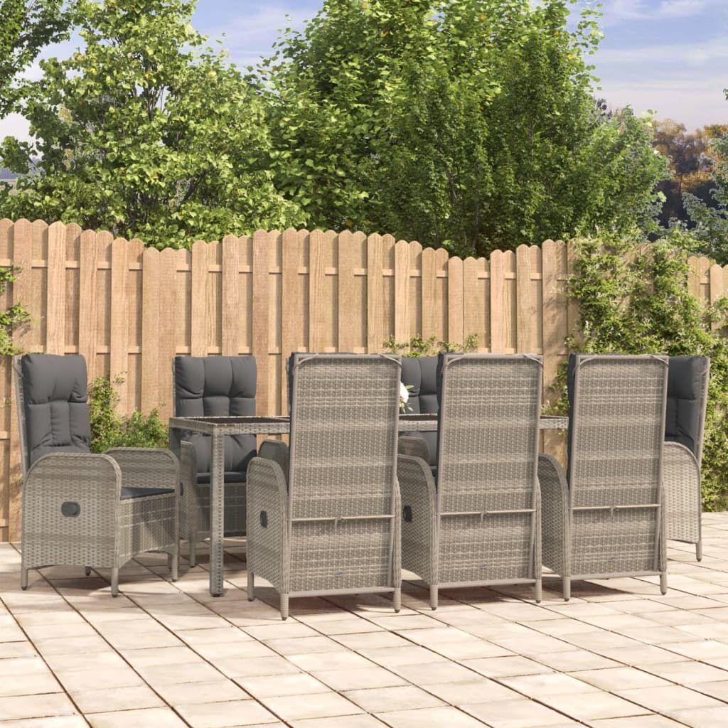 9 Piece Garden Dining Set with Cushions Grey Poly Rattan 9 Piece Garden Dining Set with Cushions Grey Poly Rattan
