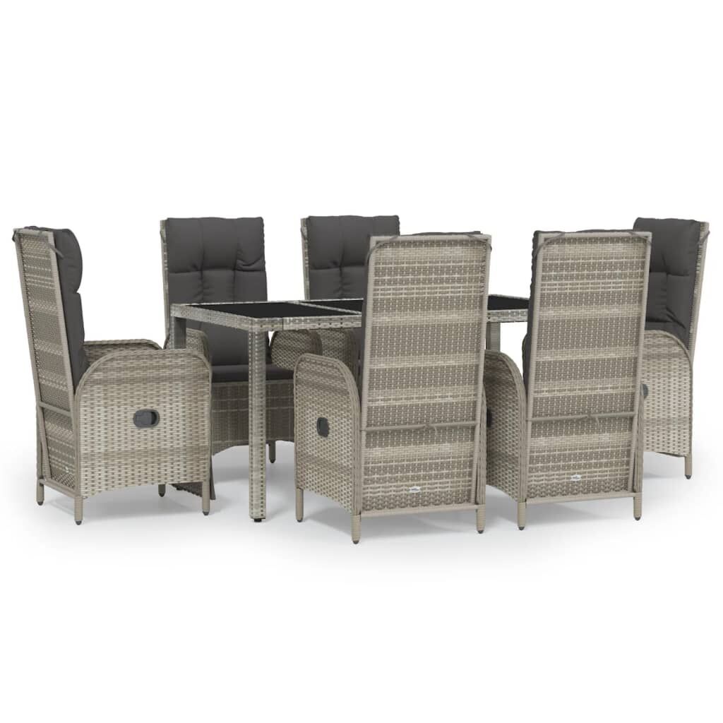 7 Piece Garden Dining Set with Cushions Grey Poly Rattan 7 Piece Garden Dining Set with Cushions Grey Poly Rattan