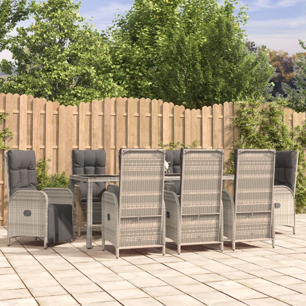9 Piece Garden Dining Set with Cushions Grey Poly Rattan 9 Piece Garden Dining Set with Cushions Grey Poly Rattan