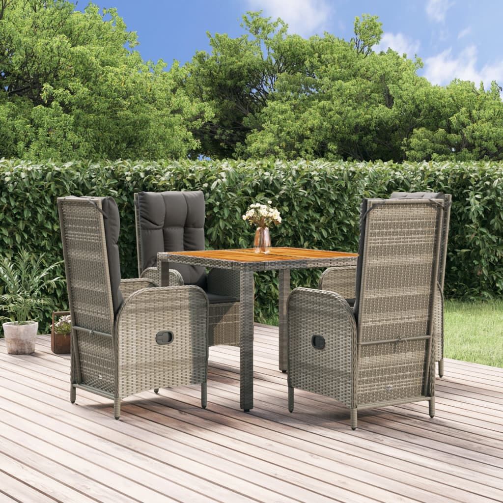 5 Piece Garden Dining Set with Cushions Grey Poly Rattan 5 Piece Garden Dining Set with Cushions Grey Poly Rattan