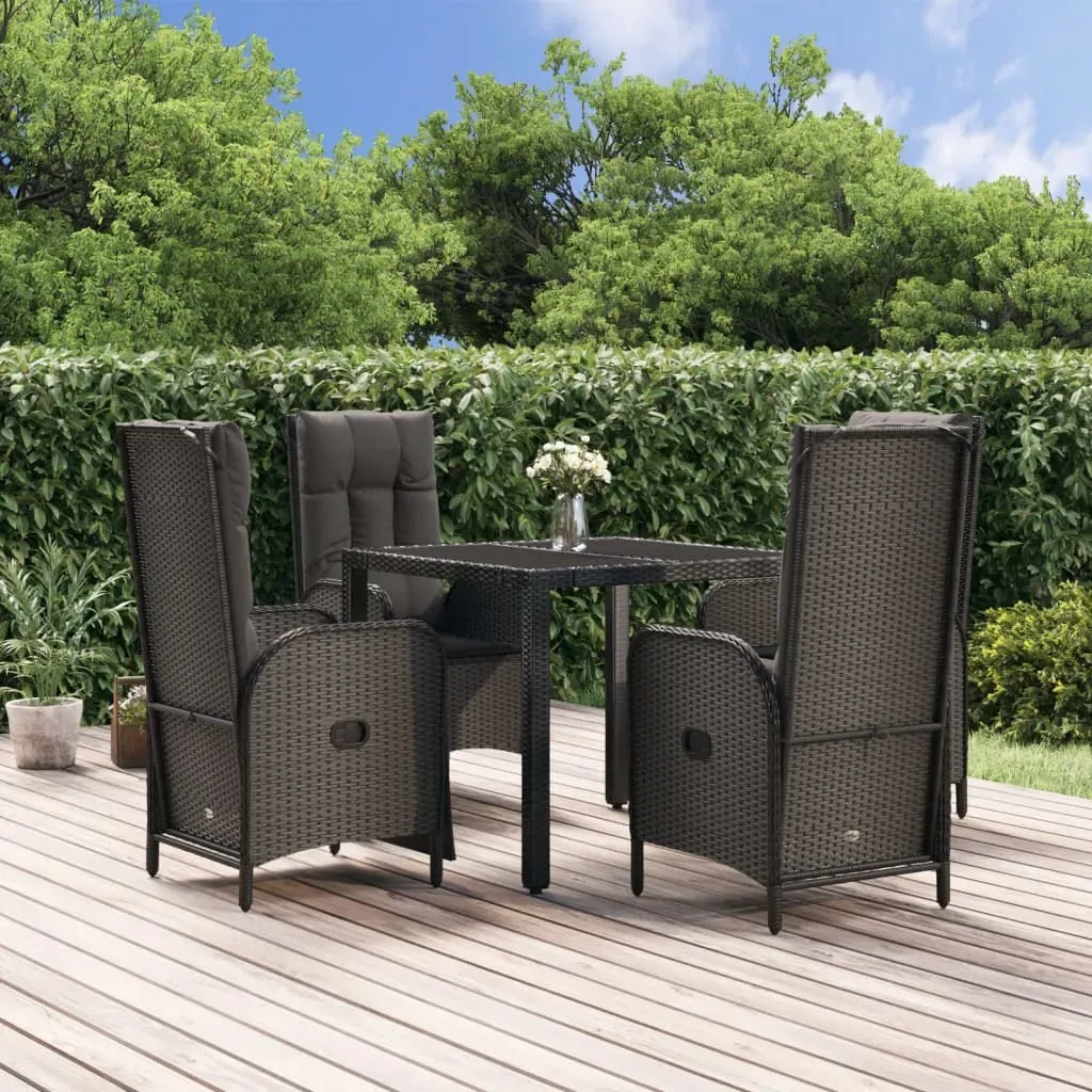 5 Piece Garden Dining Set with Cushions Black Poly Rattan 5 Piece Garden Dining Set with Cushions Black Poly Rattan