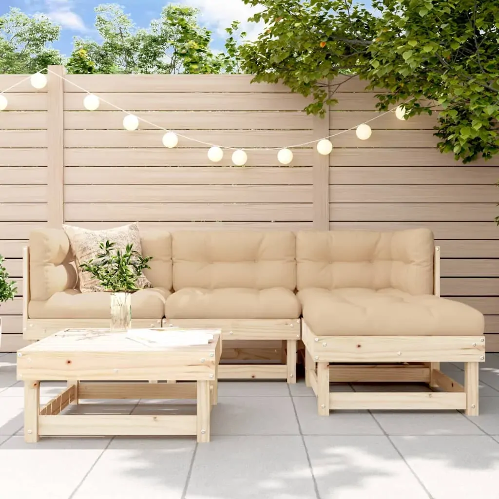 5 Piece Garden Lounge Set with Cushions Solid Wood 5 Piece Garden Lounge Set with Cushions Solid Wood