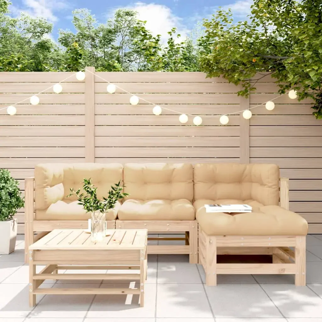 5 Piece Garden Lounge Set with Cushions Solid Wood 5 Piece Garden Lounge Set with Cushions Solid Wood