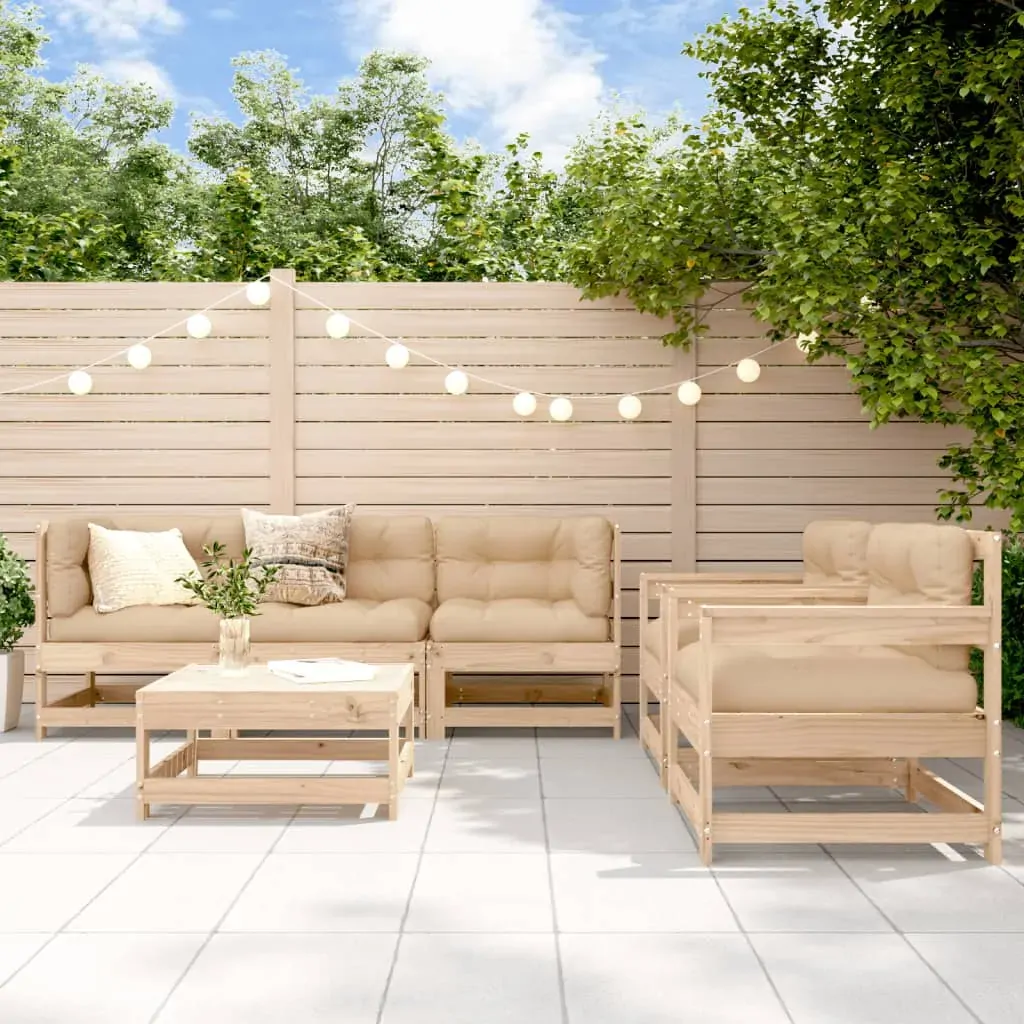 6 Piece Garden Lounge Set with Cushions Solid Wood 6 Piece Garden Lounge Set with Cushions Solid Wood