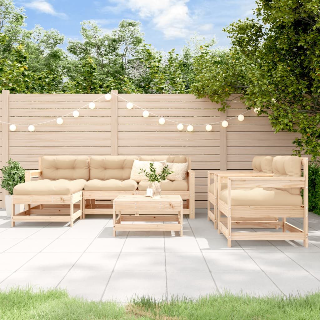 7 Piece Garden Lounge Set with Cushions Solid Wood 7 Piece Garden Lounge Set with Cushions Solid Wood