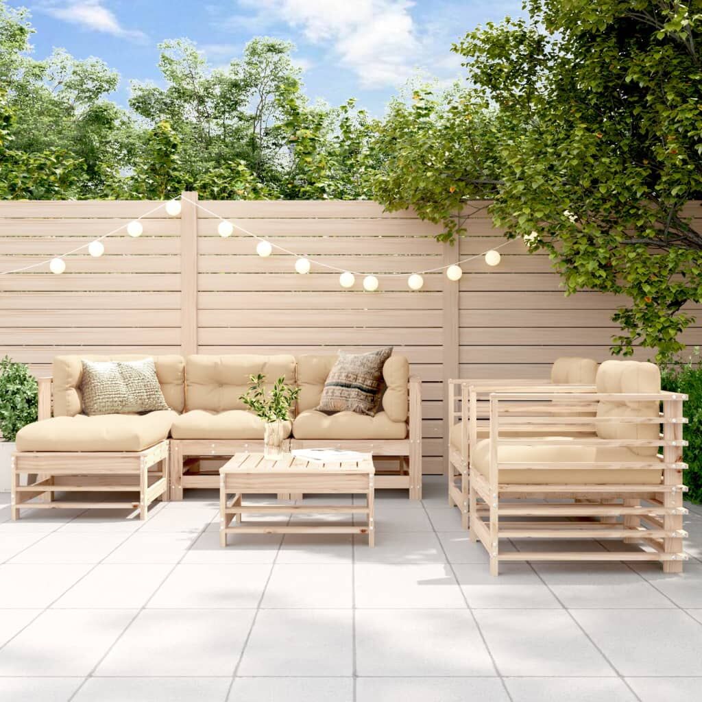 7 Piece Garden Lounge Set with Cushions Solid Wood 7 Piece Garden Lounge Set with Cushions Solid Wood