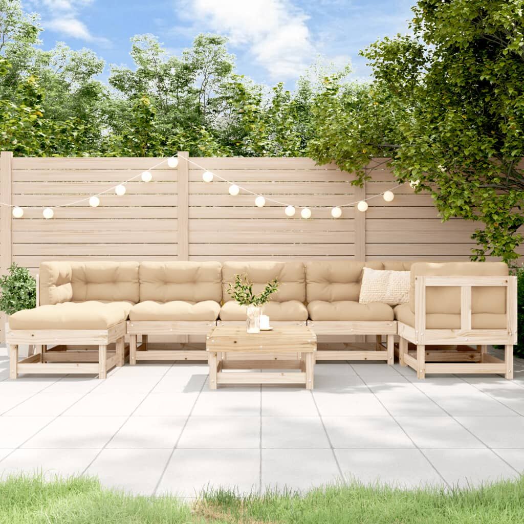 8 Piece Garden Lounge Set with Cushions Solid Wood 8 Piece Garden Lounge Set with Cushions Solid Wood