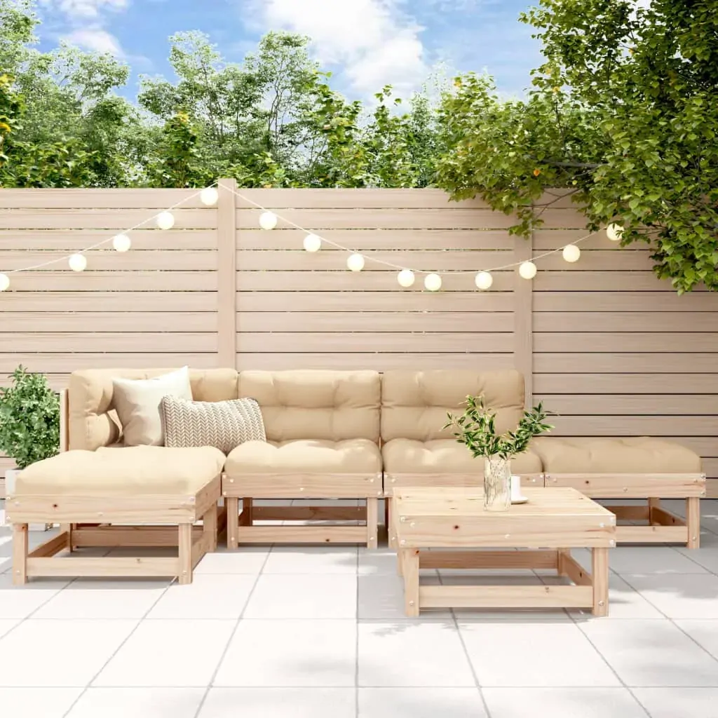 6 Piece Garden Lounge Set with Cushions Solid Wood 6 Piece Garden Lounge Set with Cushions Solid Wood