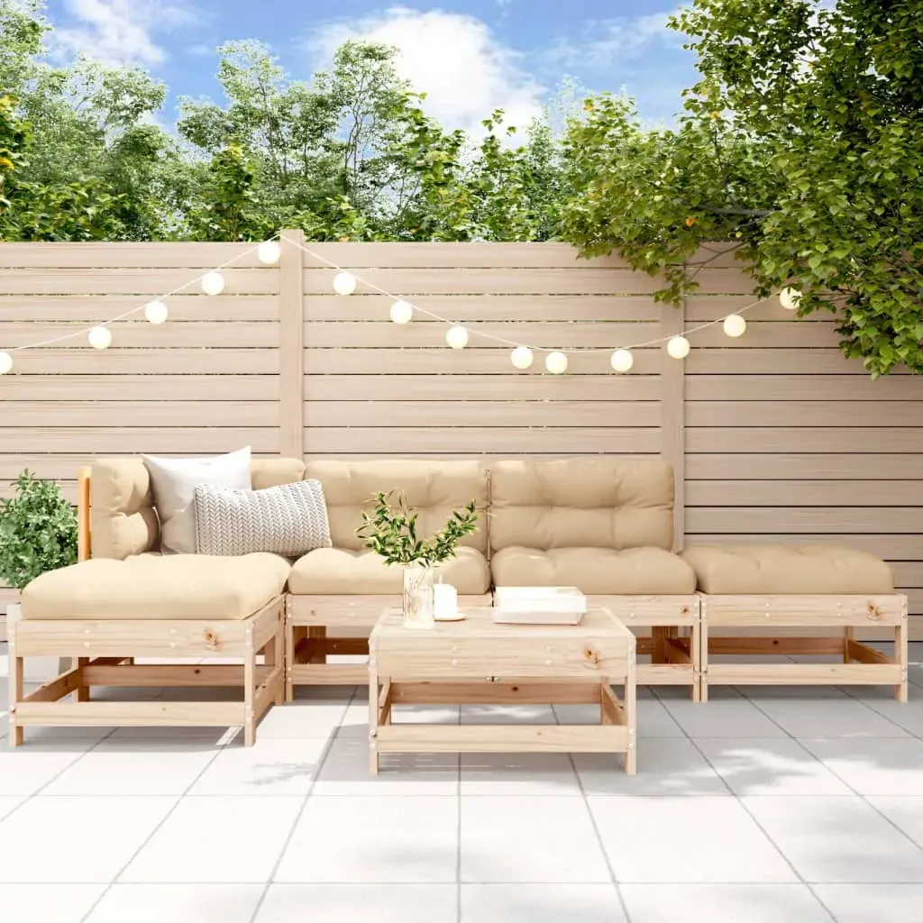 6 Piece Garden Lounge Set with Cushions Solid Wood 6 Piece Garden Lounge Set with Cushions Solid Wood