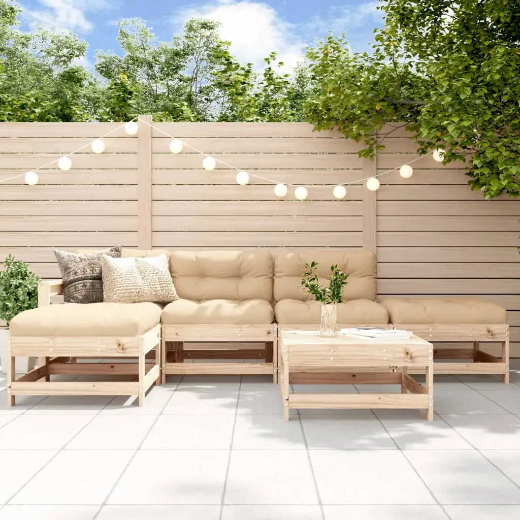 6 Piece Garden Lounge Set with Cushions Solid Wood 6 Piece Garden Lounge Set with Cushions Solid Wood