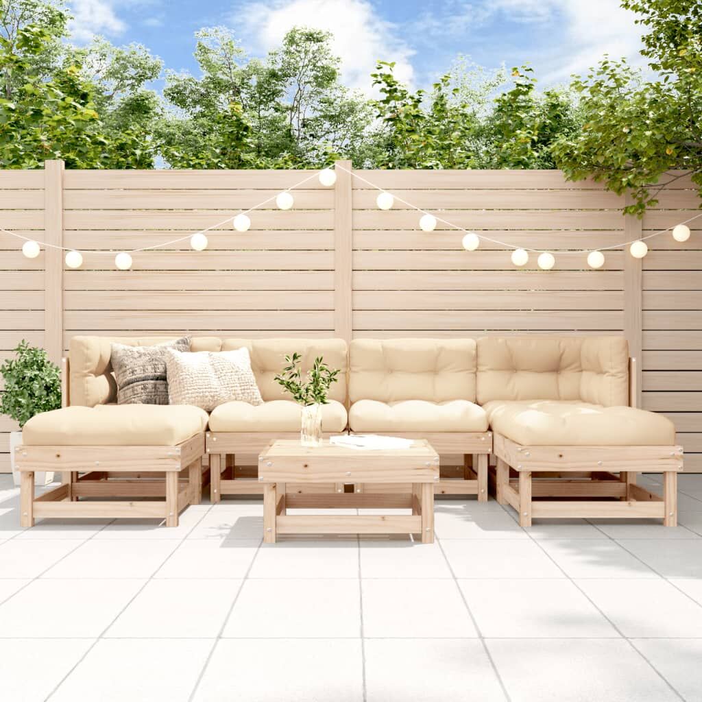 7 Piece Garden Lounge Set with Cushions Solid Wood 7 Piece Garden Lounge Set with Cushions Solid Wood