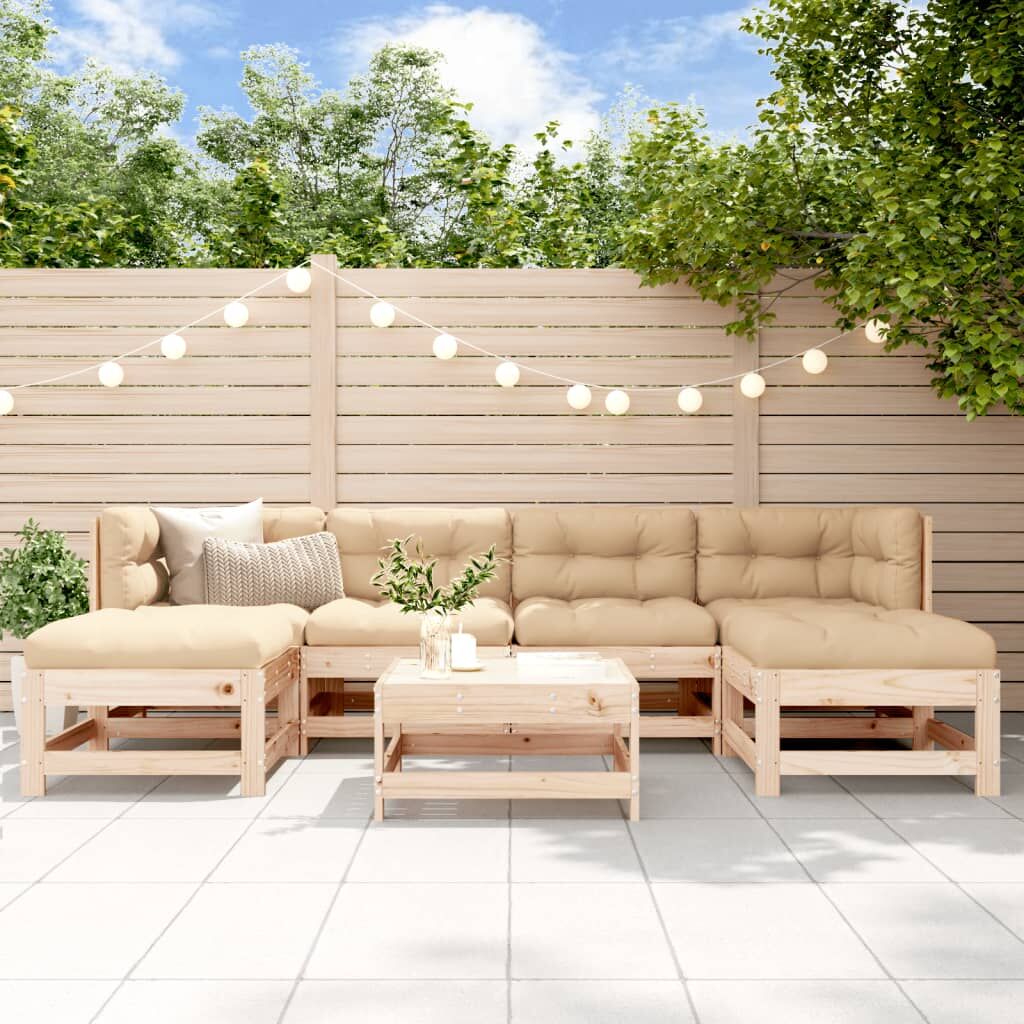 7 Piece Garden Lounge Set with Cushions Solid Wood 7 Piece Garden Lounge Set with Cushions Solid Wood