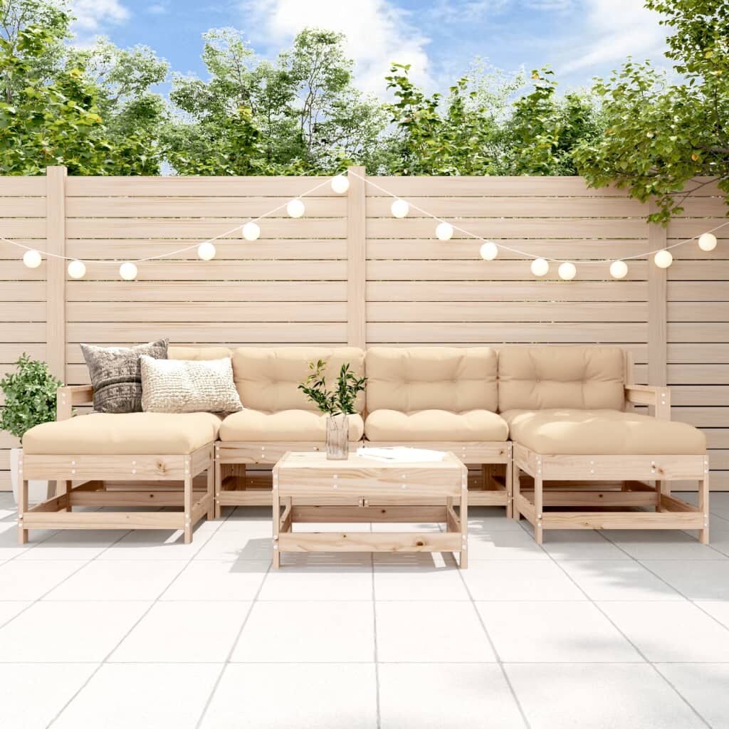 7 Piece Garden Lounge Set with Cushions Solid Wood 7 Piece Garden Lounge Set with Cushions Solid Wood