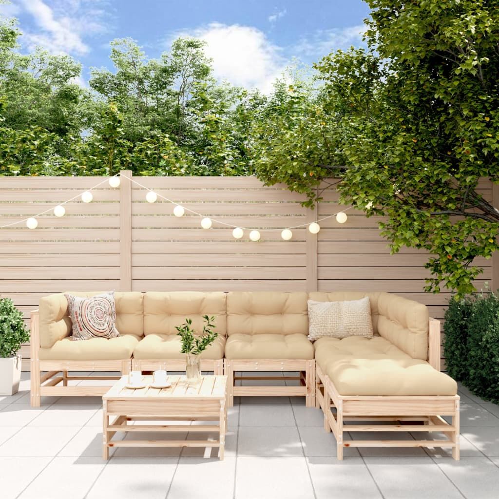 7 Piece Garden Lounge Set with Cushions Solid Wood 7 Piece Garden Lounge Set with Cushions Solid Wood