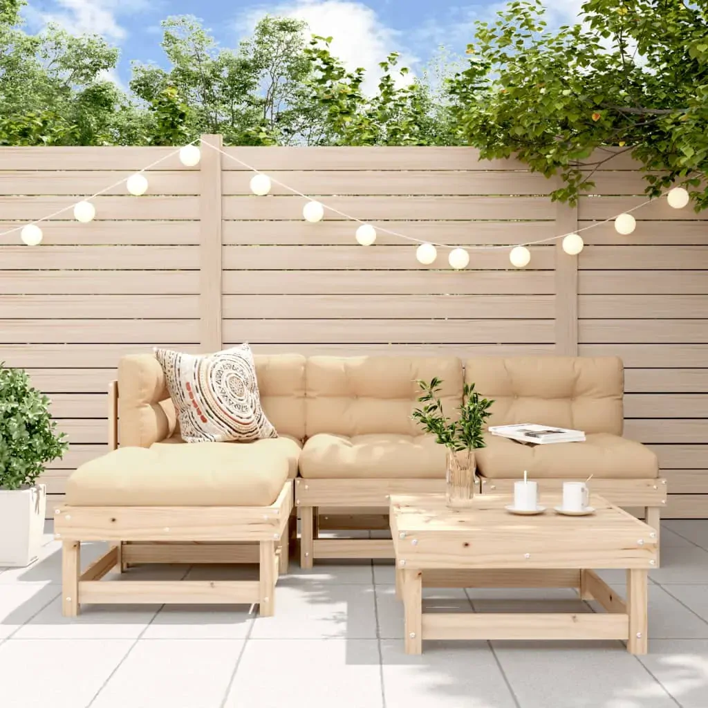 5 Piece Garden Lounge Set with Cushions Solid Wood 5 Piece Garden Lounge Set with Cushions Solid Wood