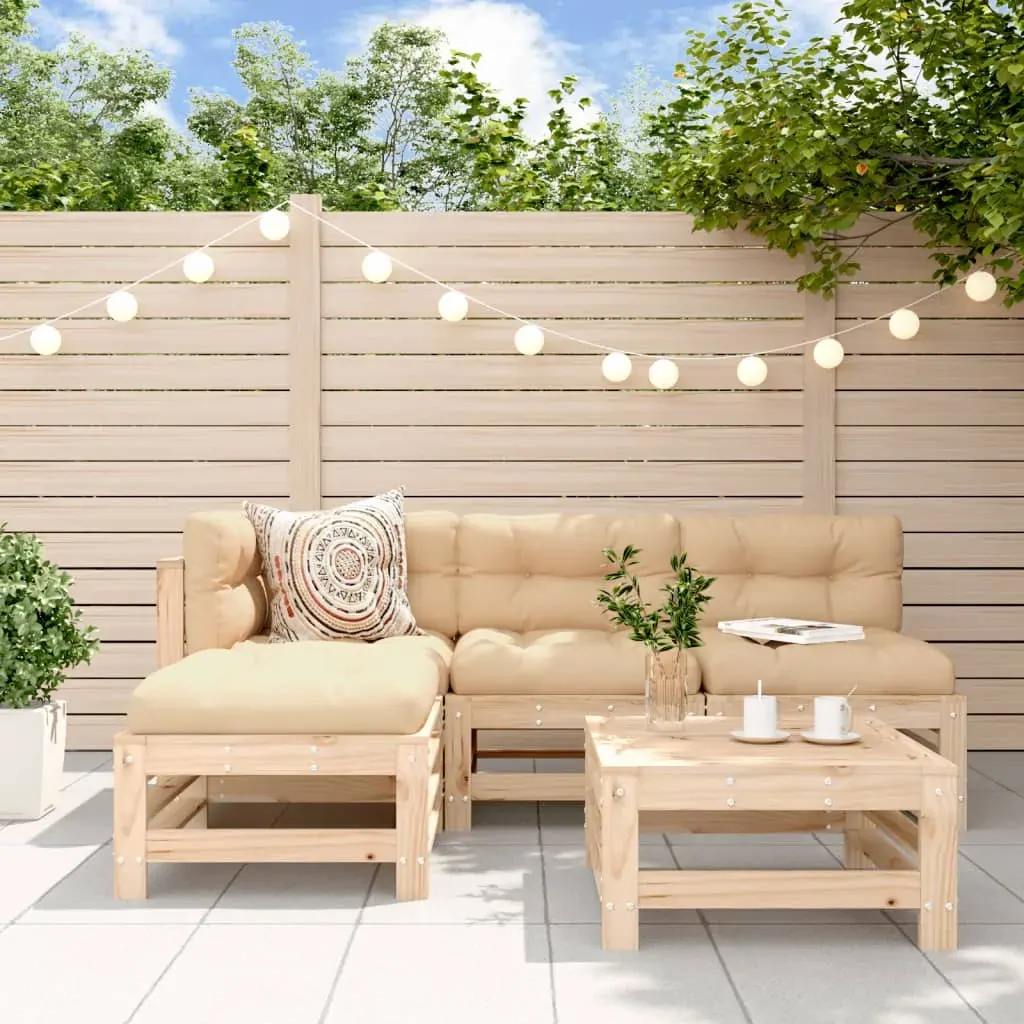 5 Piece Garden Lounge Set with Cushions Solid Wood 5 Piece Garden Lounge Set with Cushions Solid Wood