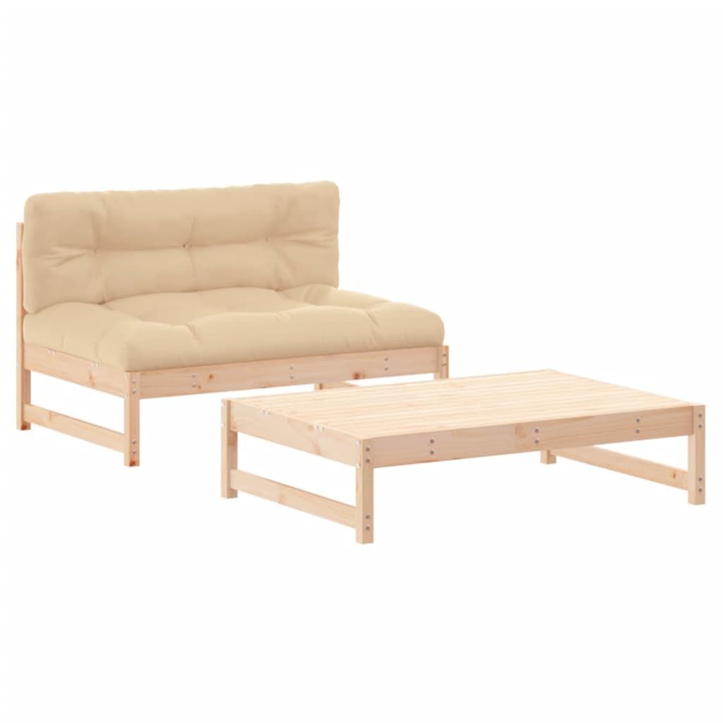 2 Piece Garden Lounge Set with Cushions Solid Wood 2 Piece Garden Lounge Set with Cushions Solid Wood