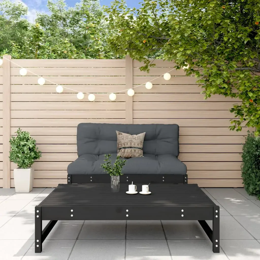 2 Piece Garden Lounge Set with Cushions Black Solid Wood 2 Piece Garden Lounge Set with Cushions Black Solid Wood