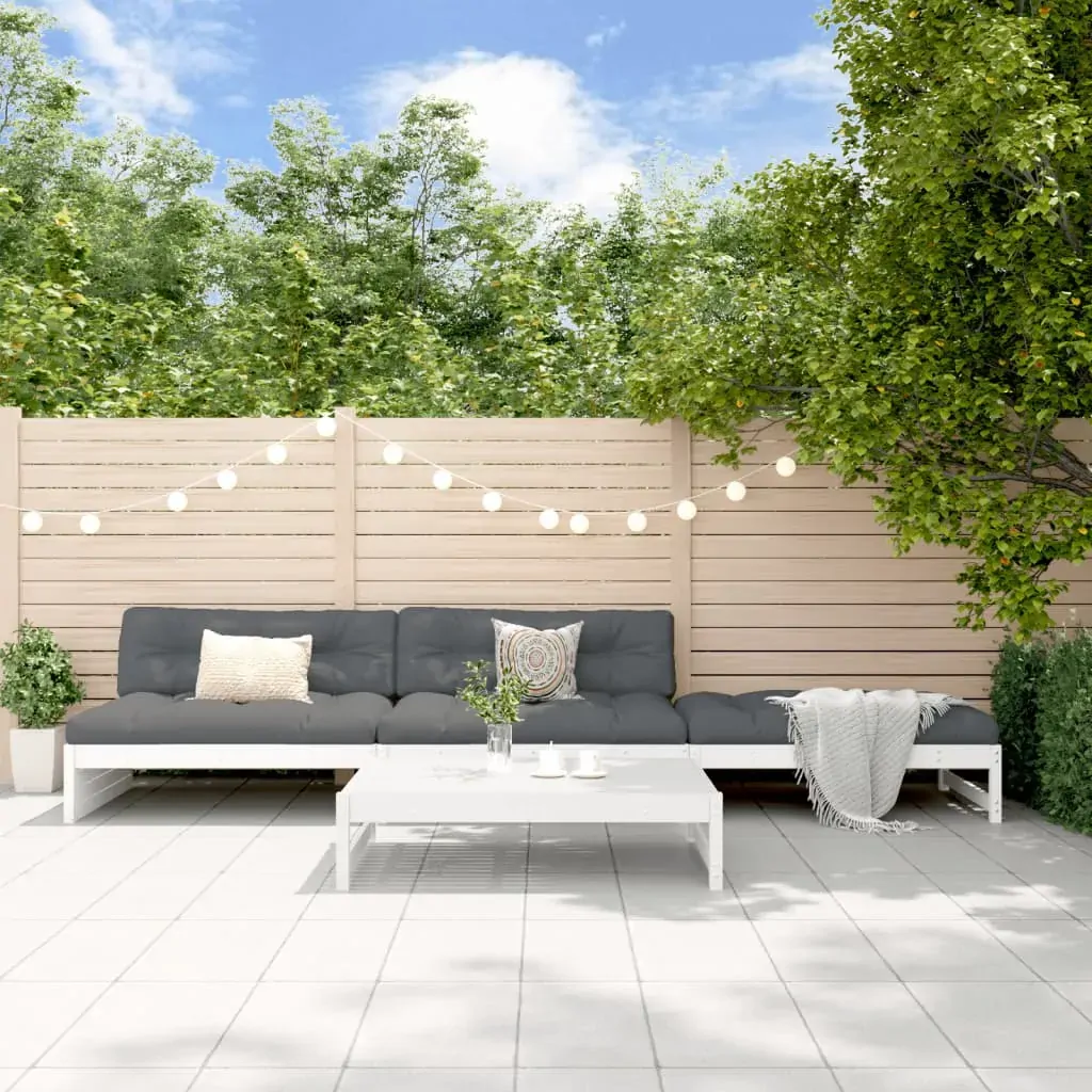 4 Piece Garden Lounge Set with Cushions White Solid Wood 4 Piece Garden Lounge Set with Cushions White Solid Wood