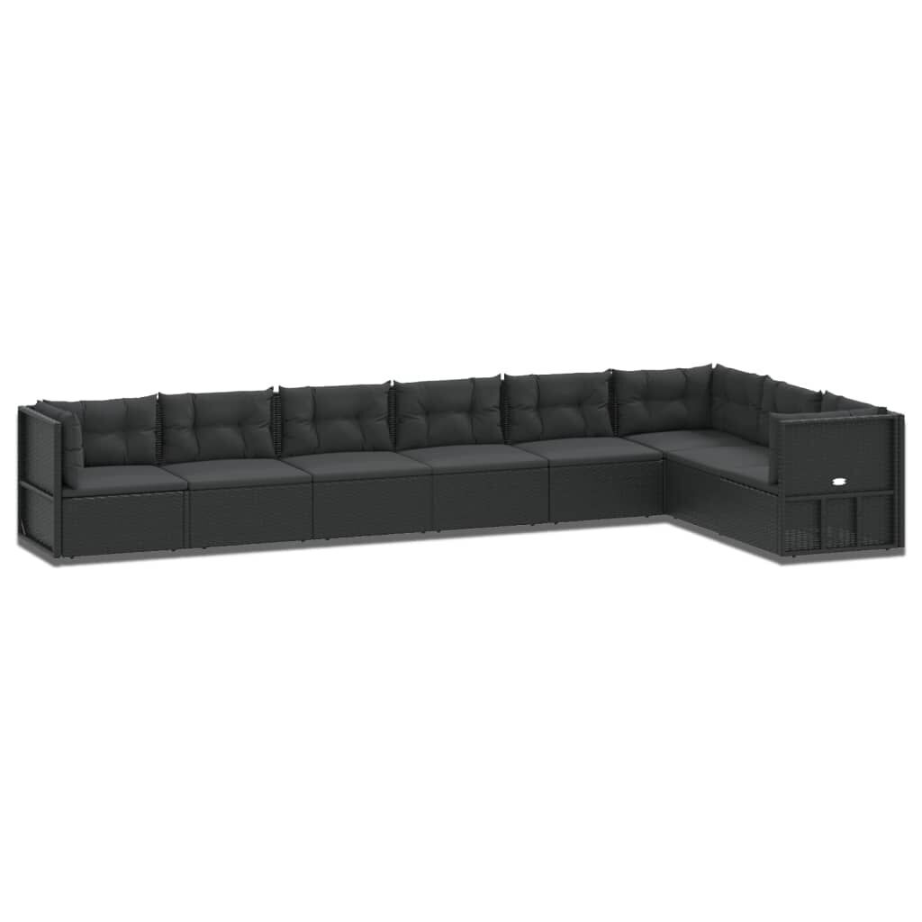 8 Piece Garden Lounge Set with Cushions Black Poly Rattan 8 Piece Garden Lounge Set with Cushions Black Poly Rattan