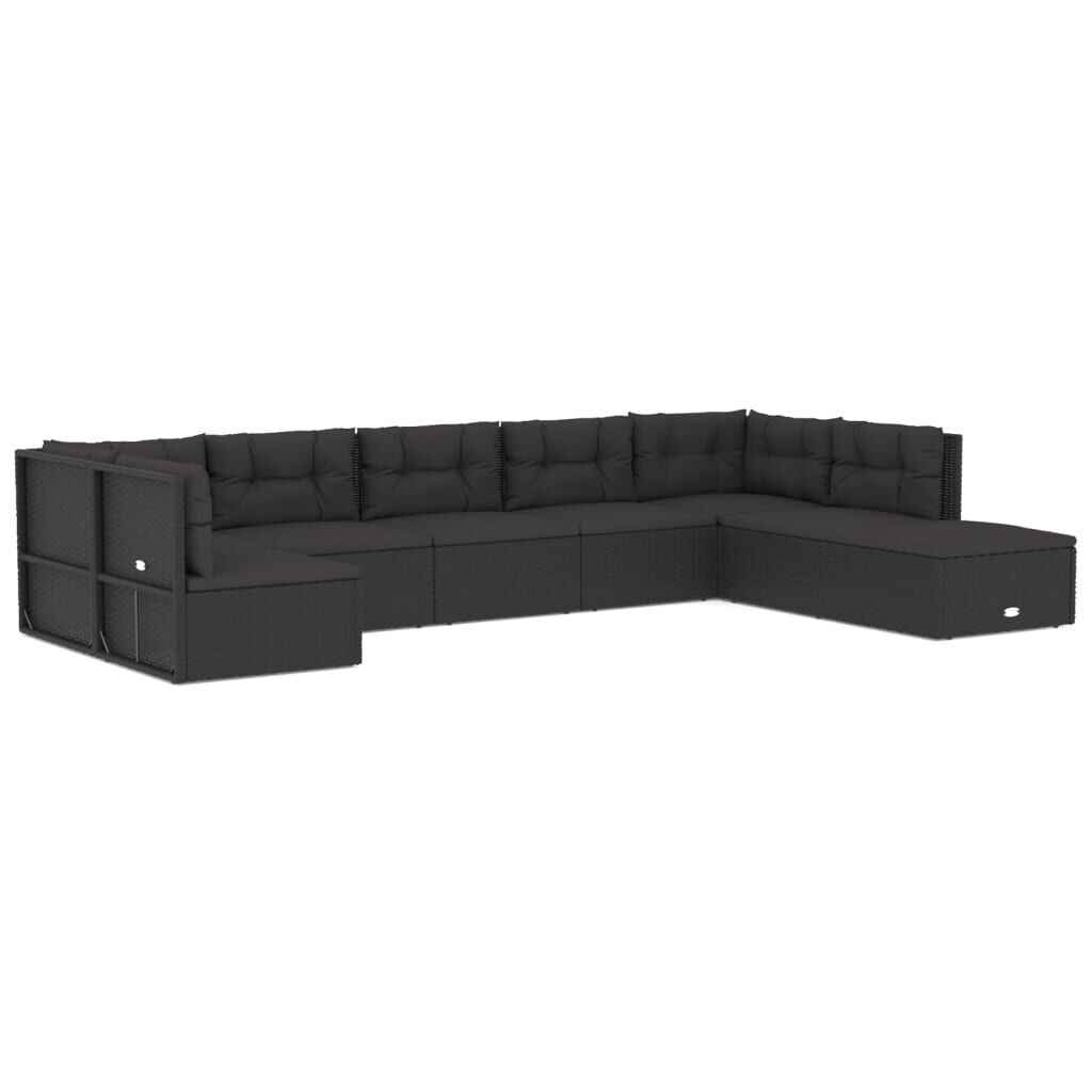 8 Piece Outdoor Sofa Set with Cushions Black Poly Rattan 8 Piece Outdoor Sofa Set with Cushions Black Poly Rattan