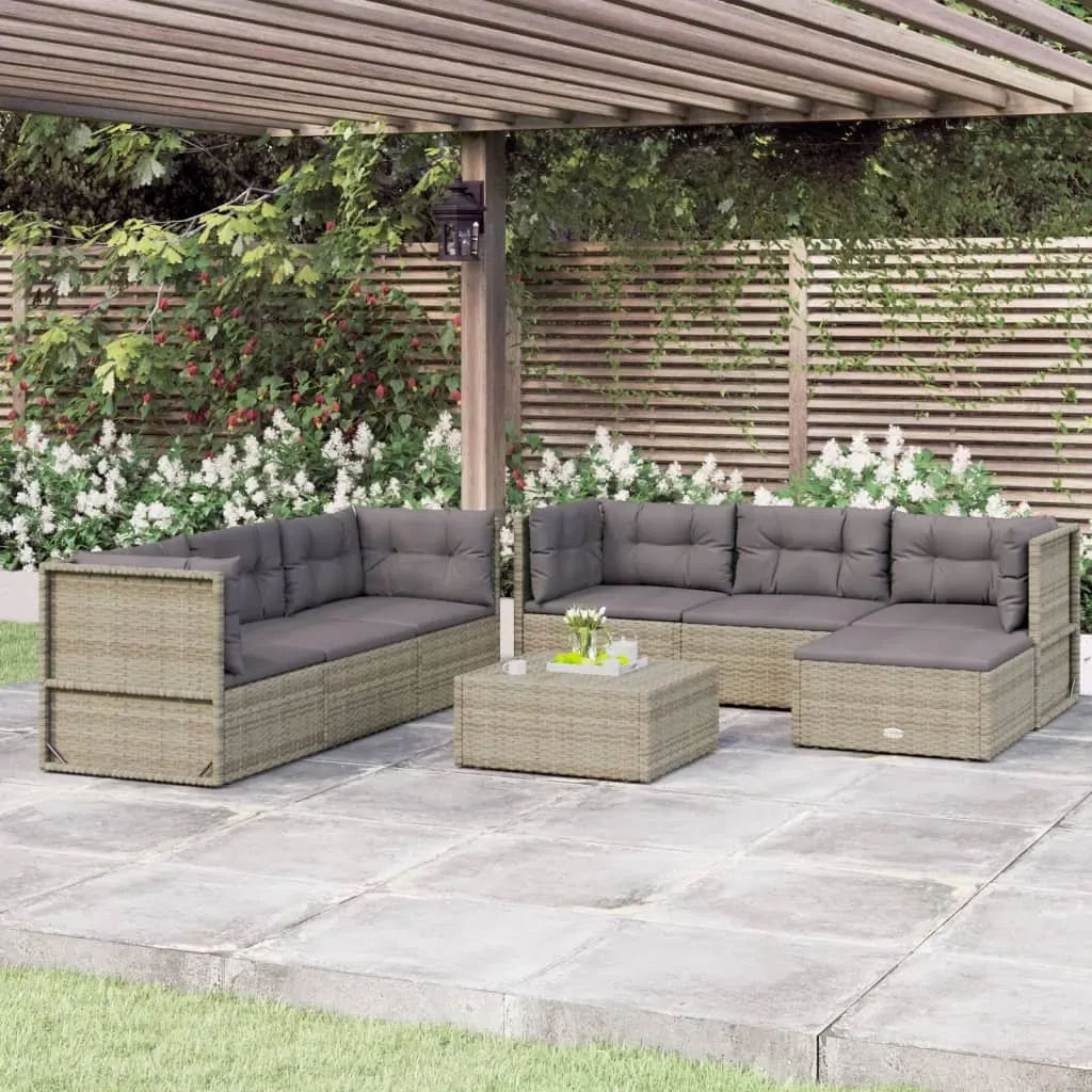 7 Piece Garden Lounge Set with Cushions Grey Poly Rattan 7 Piece Garden Lounge Set with Cushions Grey Poly Rattan