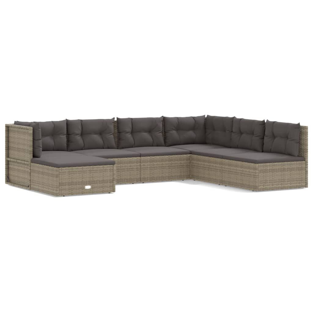 7 Piece Garden Lounge Set with Cushions Grey Poly Rattan 7 Piece Garden Lounge Set with Cushions Grey Poly Rattan