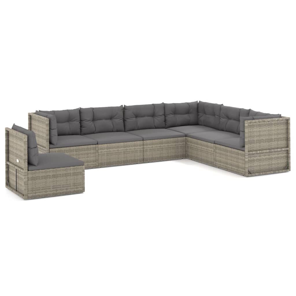 7 Piece Garden Lounge Set with Cushions Grey Poly Rattan 7 Piece Garden Lounge Set with Cushions Grey Poly Rattan
