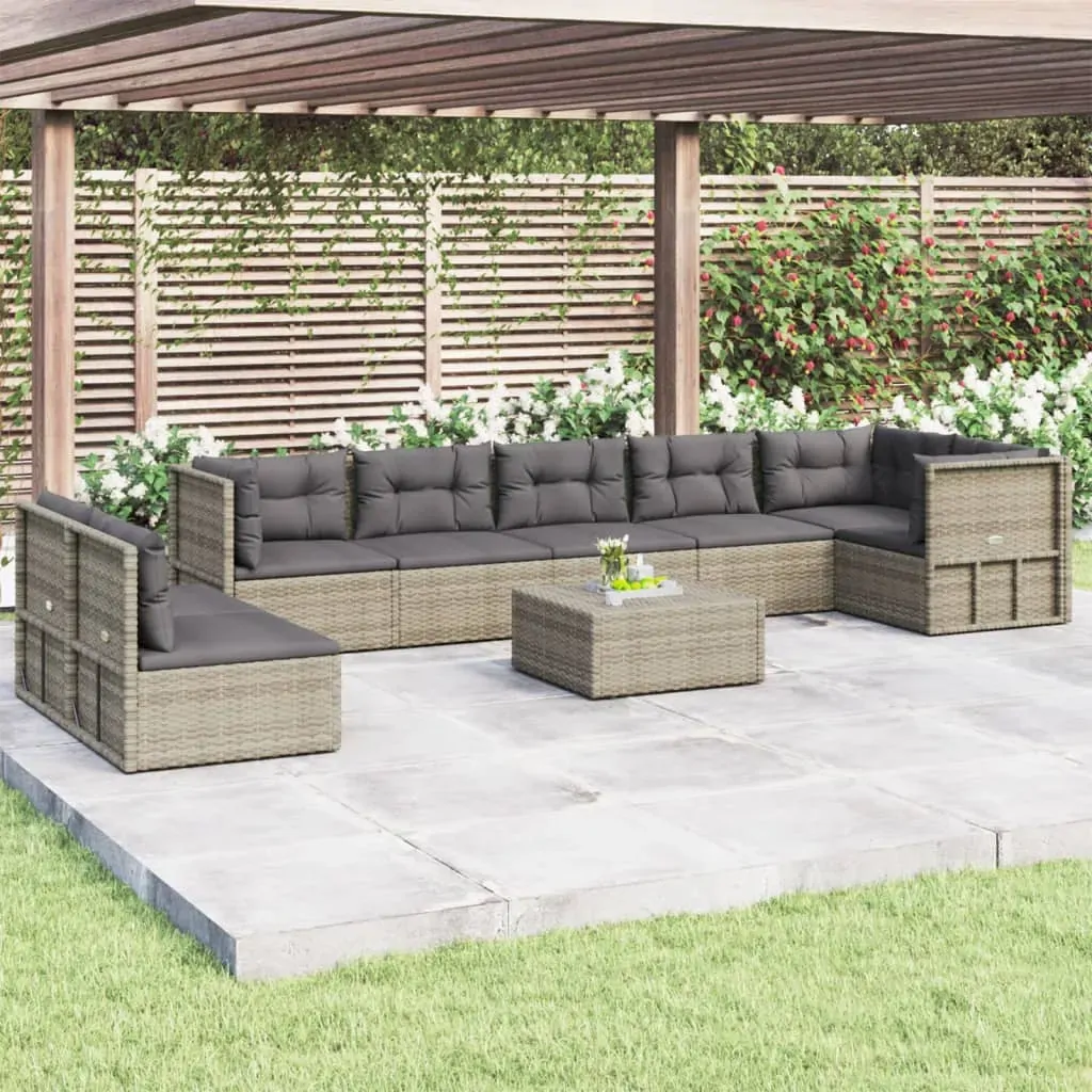 8 Piece Garden Lounge Set with Cushions Grey Poly Rattan 8 Piece Garden Lounge Set with Cushions Grey Poly Rattan