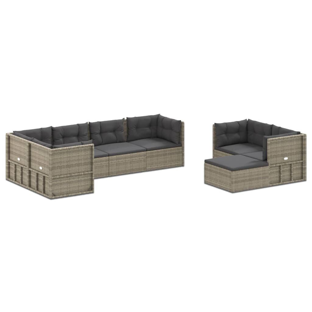 8 Piece Garden Lounge Set with Cushions Grey Poly Rattan 8 Piece Garden Lounge Set with Cushions Grey Poly Rattan