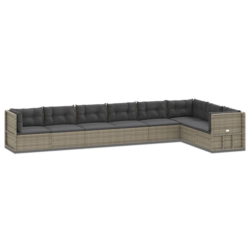 8 Piece Garden Lounge Set with Cushions Grey Poly Rattan 8 Piece Garden Lounge Set with Cushions Grey Poly Rattan
