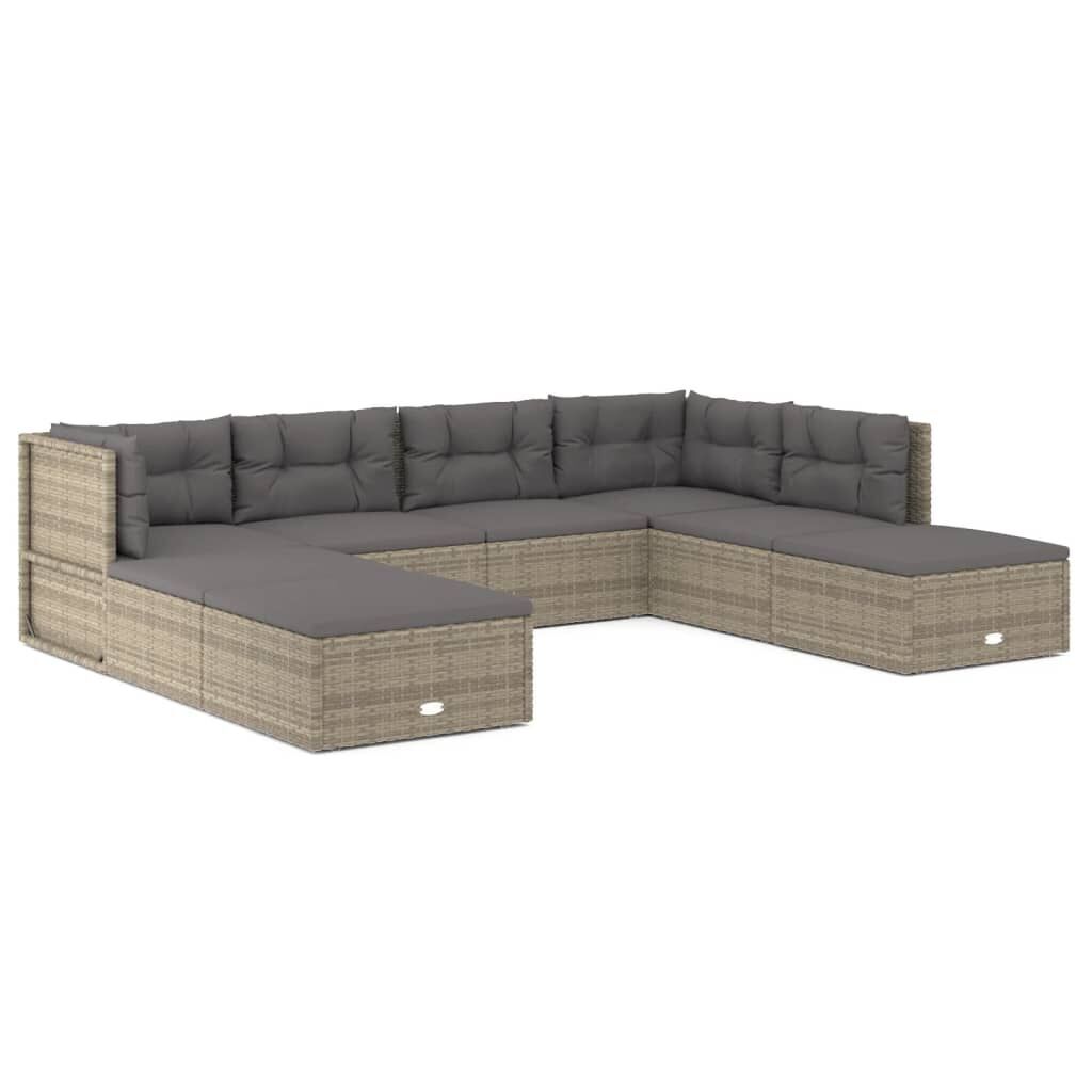 8 Piece Garden Lounge Set with Cushions Grey Poly Rattan 8 Piece Garden Lounge Set with Cushions Grey Poly Rattan