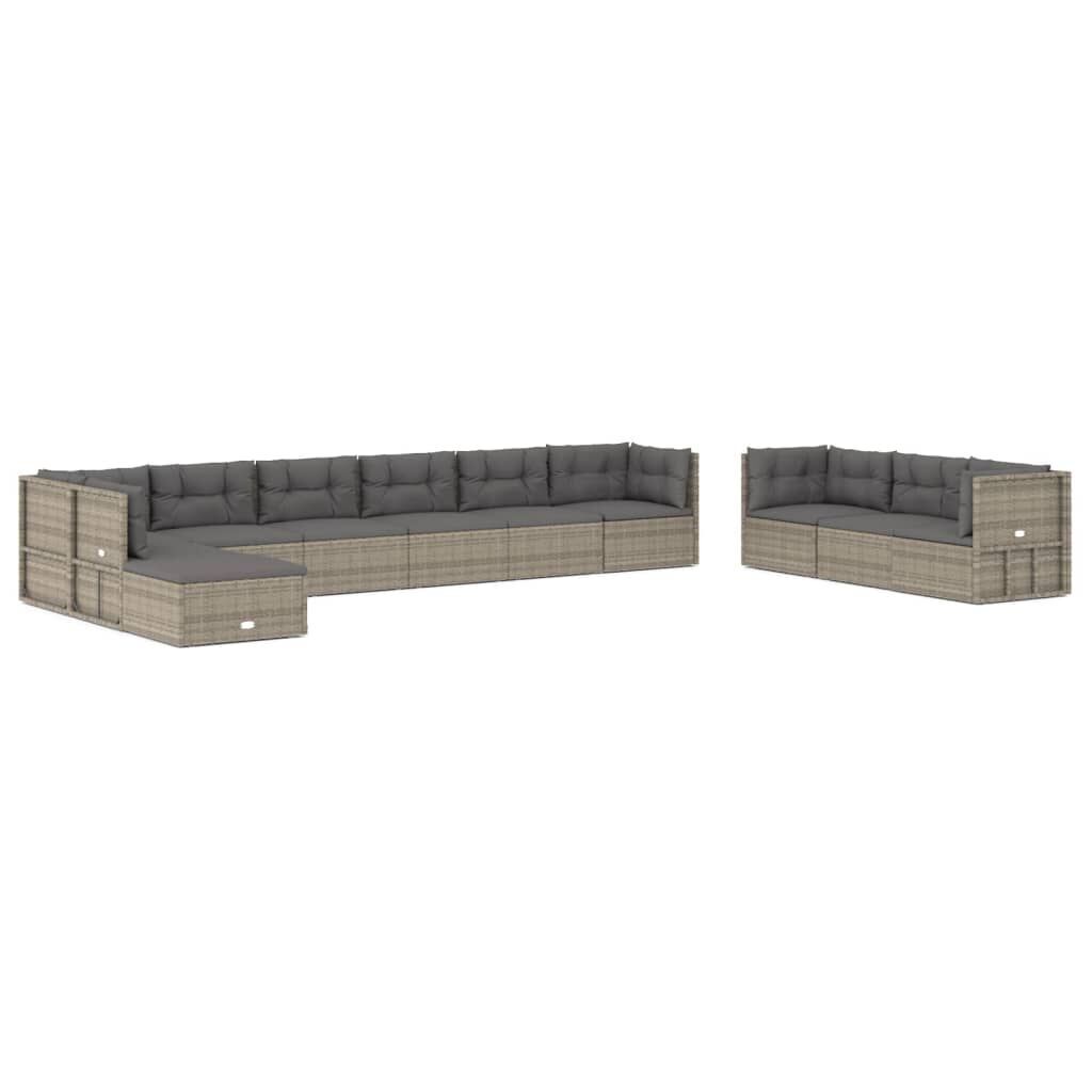 11 Piece Garden Lounge Set with Cushions Grey Poly Rattan 11 Piece Garden Lounge Set with Cushions Grey Poly Rattan