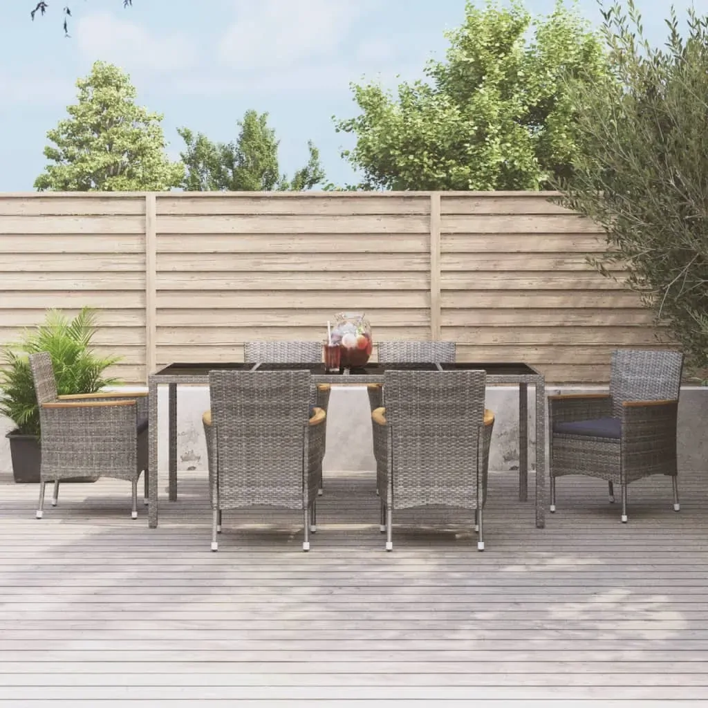 7 Piece Garden Dining Set with Cushions Grey Poly Rattan 7 Piece Garden Dining Set with Cushions Grey Poly Rattan