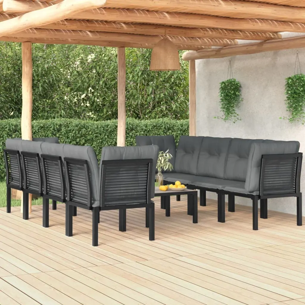 9 Piece Garden Lounge Set Black and Grey Poly Rattan 9 Piece Garden Lounge Set Black and Grey Poly Rattan