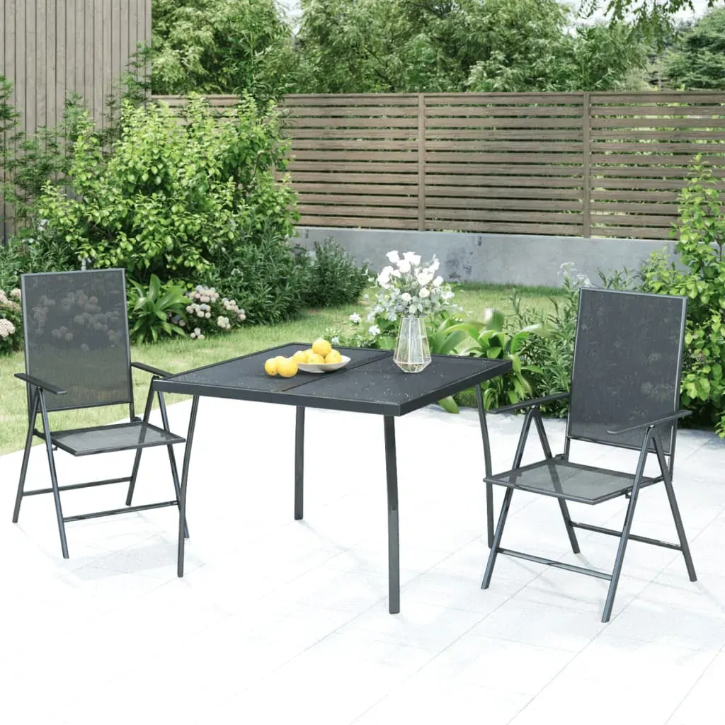 3 Piece Garden Dining Set Anthracite Steel 3 Piece Garden Dining Set Anthracite Steel