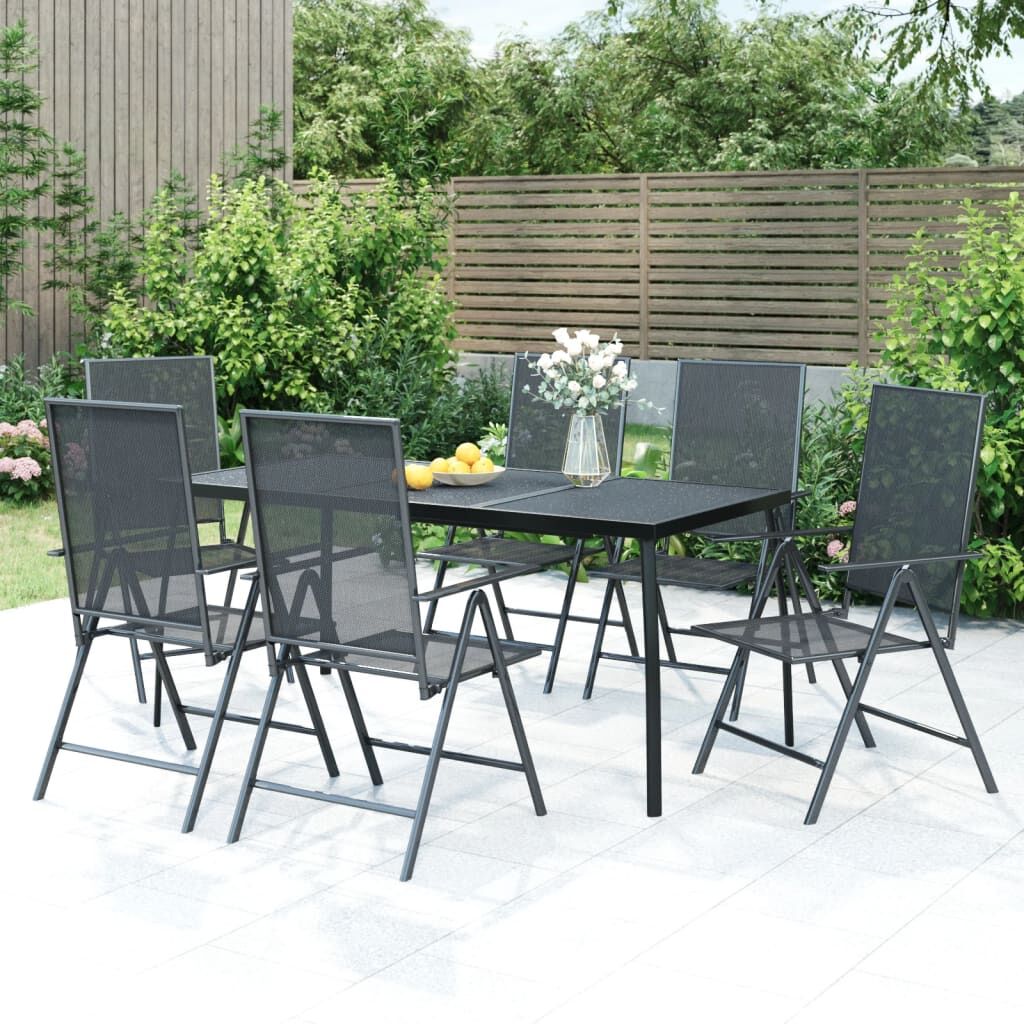 7 Piece Garden Dining Set Anthracite Steel 7 Piece Garden Dining Set Anthracite Steel