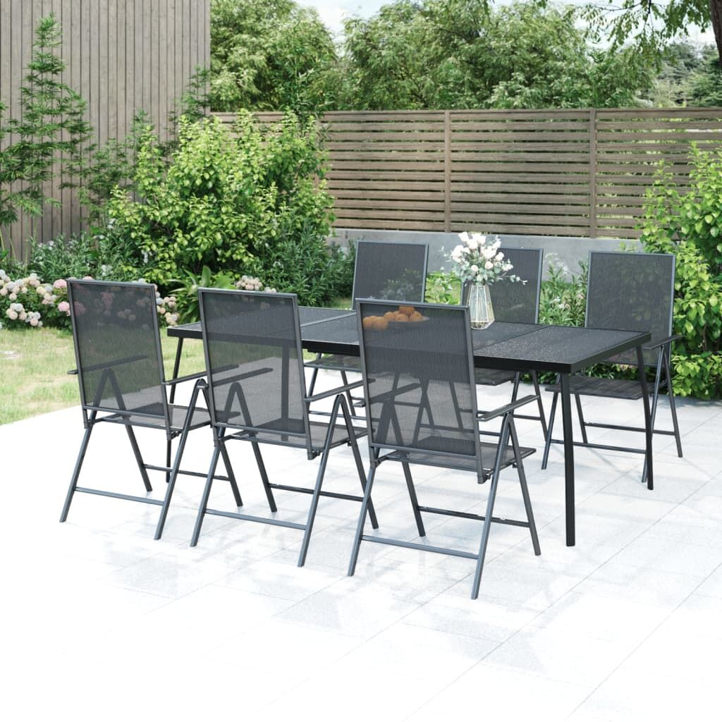 7 Piece Garden Dining Set Anthracite Steel 7 Piece Garden Dining Set Anthracite Steel