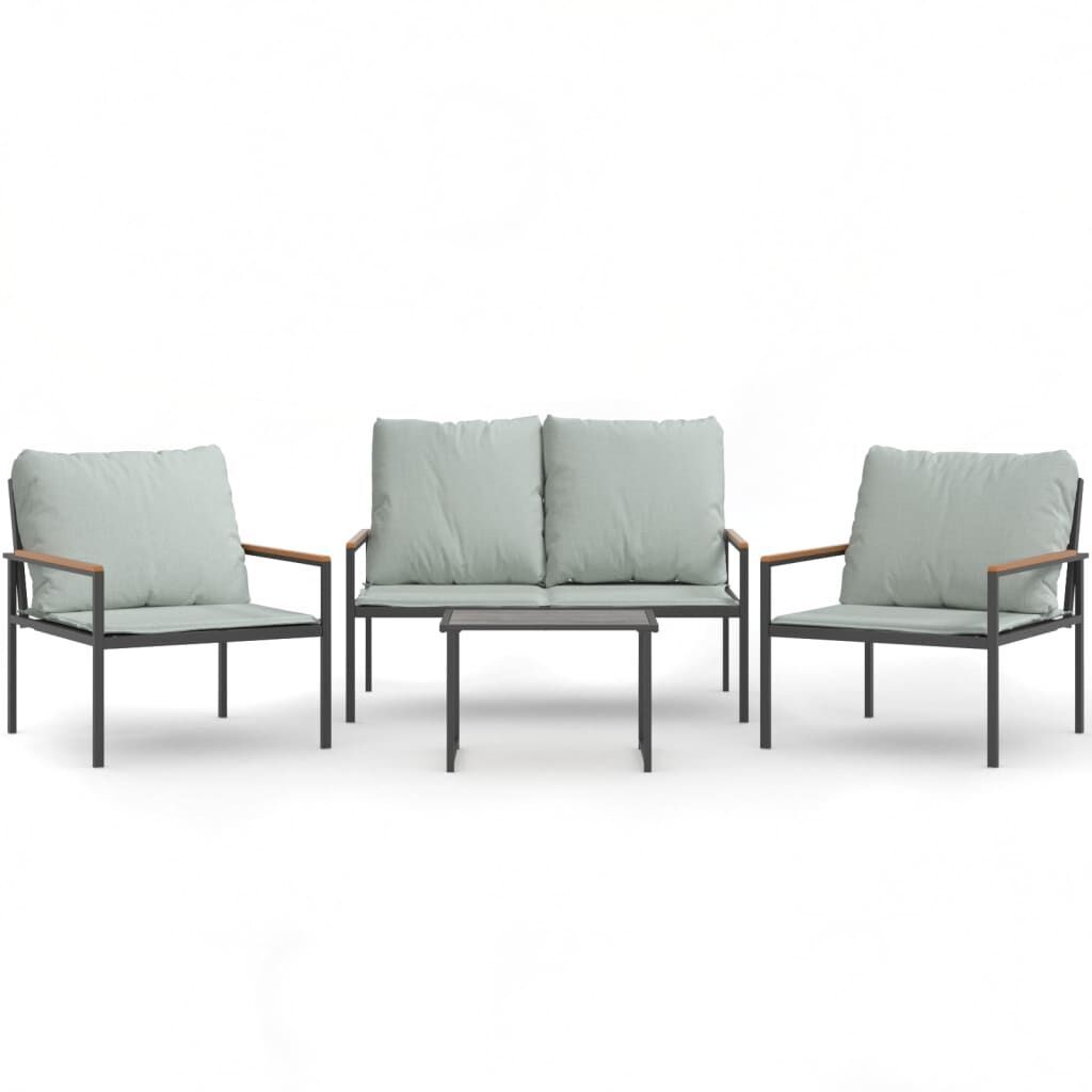 4 Piece Garden Lounge Set with Cushions Anthracite Steel 4 Piece Garden Lounge Set with Cushions Anthracite Steel