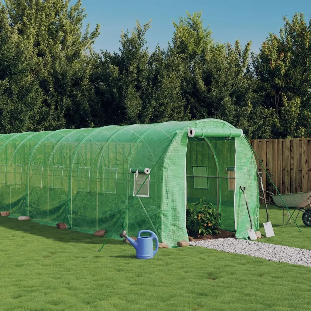 Greenhouse with Steel Frame Green 32 m² 16x2x2 m Greenhouse with Steel Frame Green 32 m² 16x2x2 m