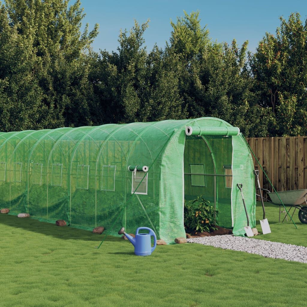 Greenhouse with Steel Frame Green 48m² 24x2x2 m Greenhouse with Steel Frame Green 48m² 24x2x2 m