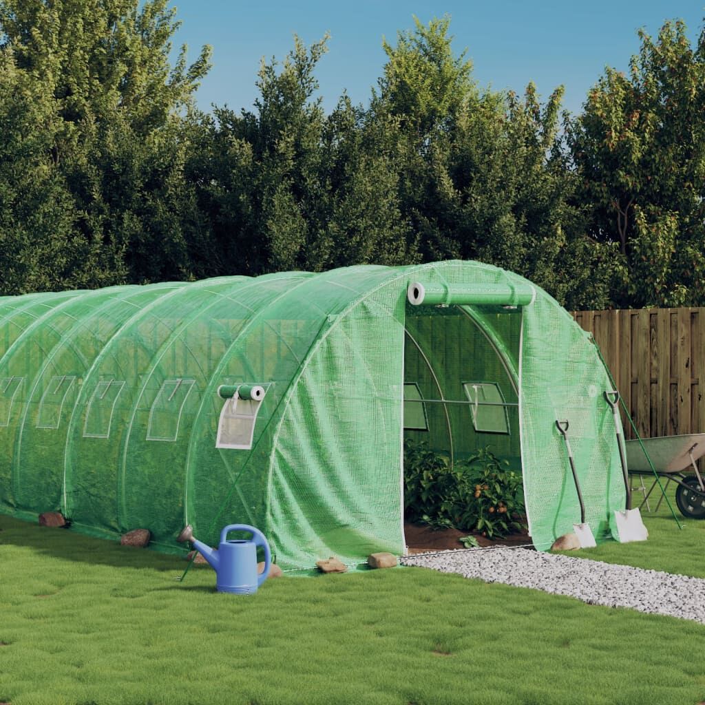 Greenhouse with Steel Frame Green 42 m² 14x3x2 m Greenhouse with Steel Frame Green 42 m² 14x3x2 m