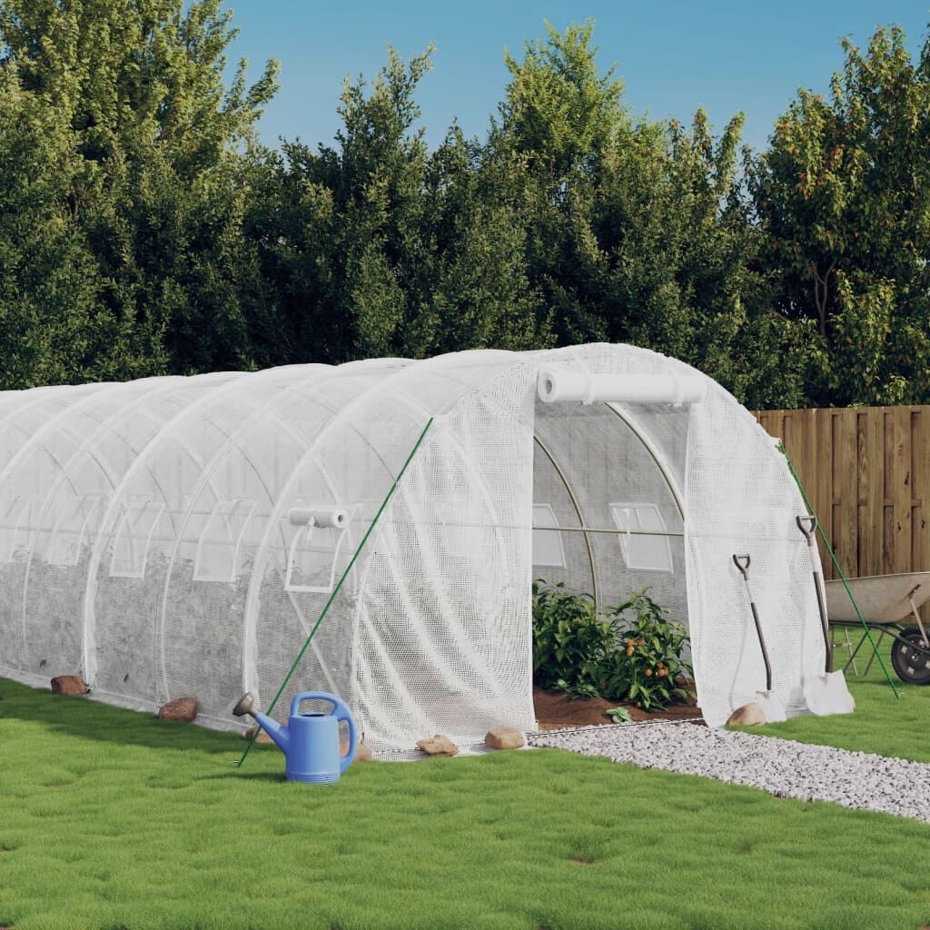 Greenhouse with Steel Frame White 24 m² 8x3x2 m Greenhouse with Steel Frame White 24 m² 8x3x2 m
