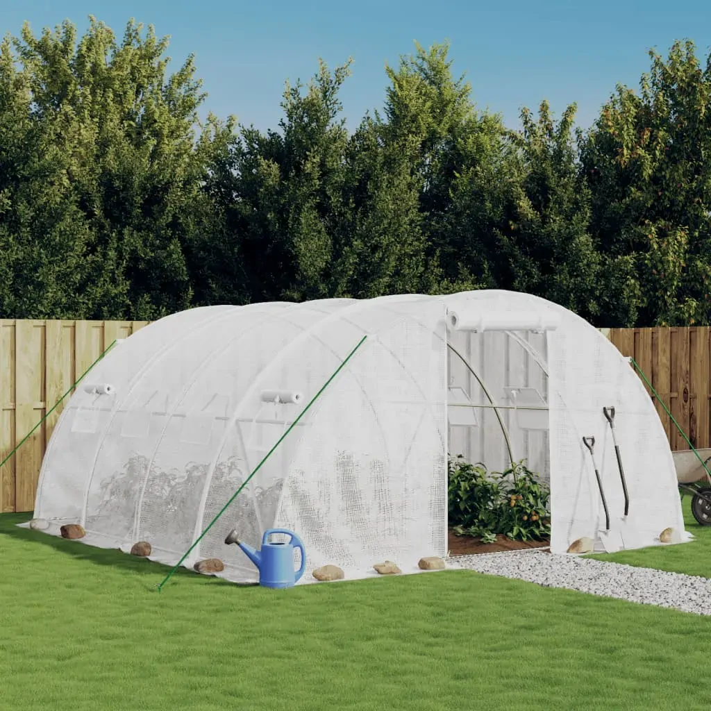 Greenhouse with Steel Frame White 16 m² 4x4x2 m Greenhouse with Steel Frame White 16 m² 4x4x2 m