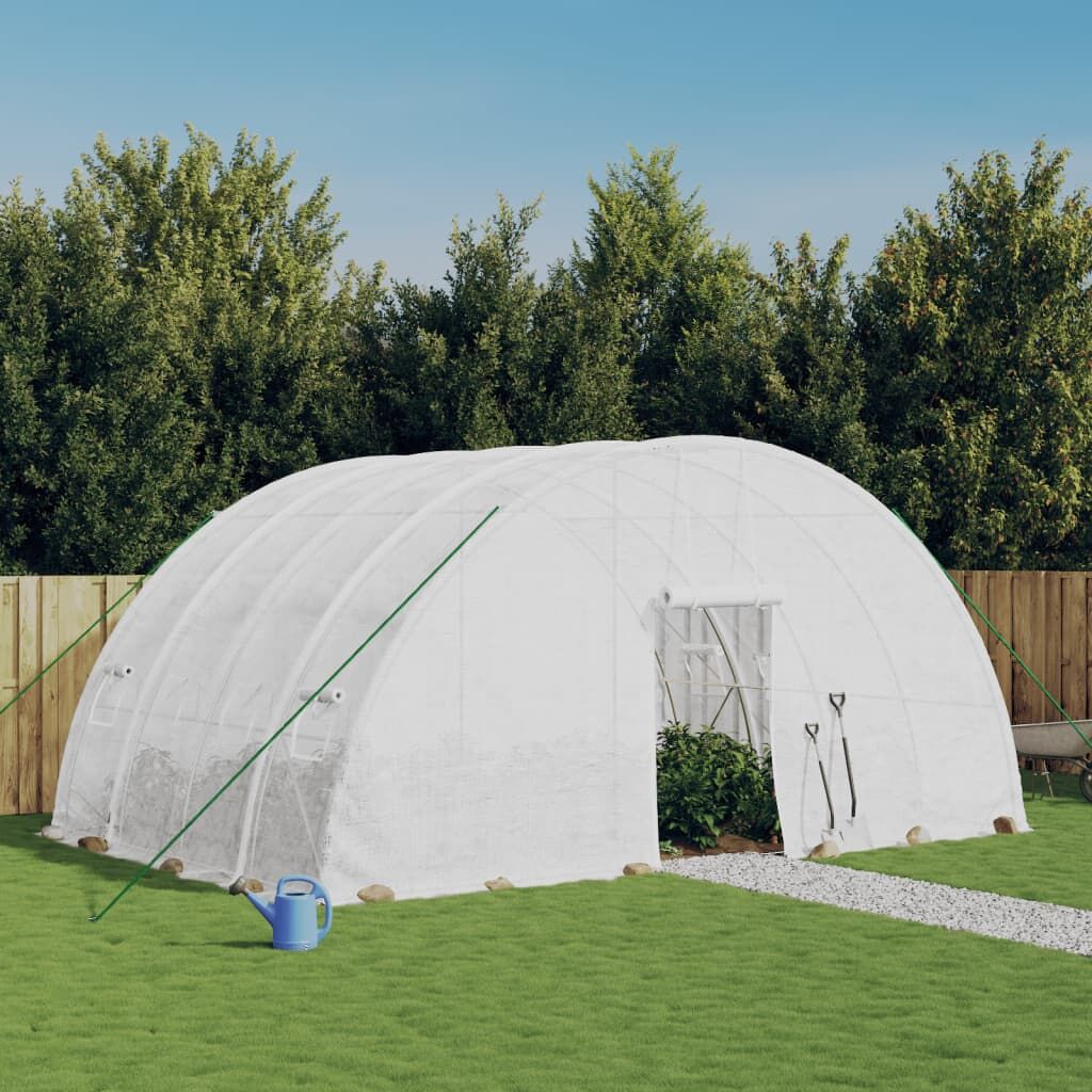 Greenhouse with Steel Frame White 24 m² 6x4x2.85 m Greenhouse with Steel Frame White 24 m² 6x4x2.85 m