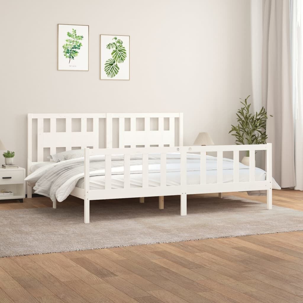 Bed Frame without Mattress White Solid Wood Pine 183x203 cm King Bed Frame without Mattress White Solid Wood Pine 183x203 cm King
