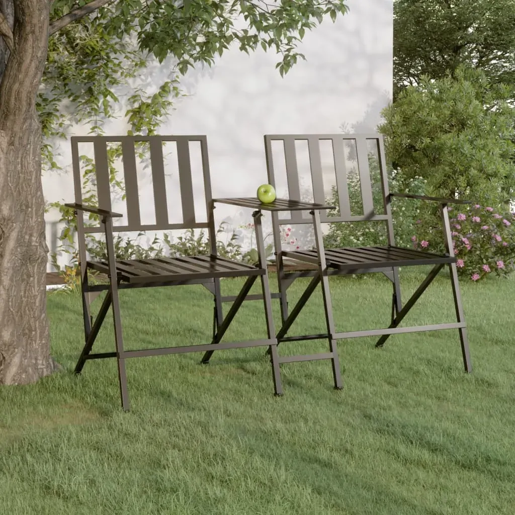 Folding 2-Seater Garden Bench 137 cm Black Steel Folding 2-Seater Garden Bench 137 cm Black Steel